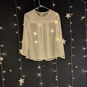 White sparkly flowy blouse